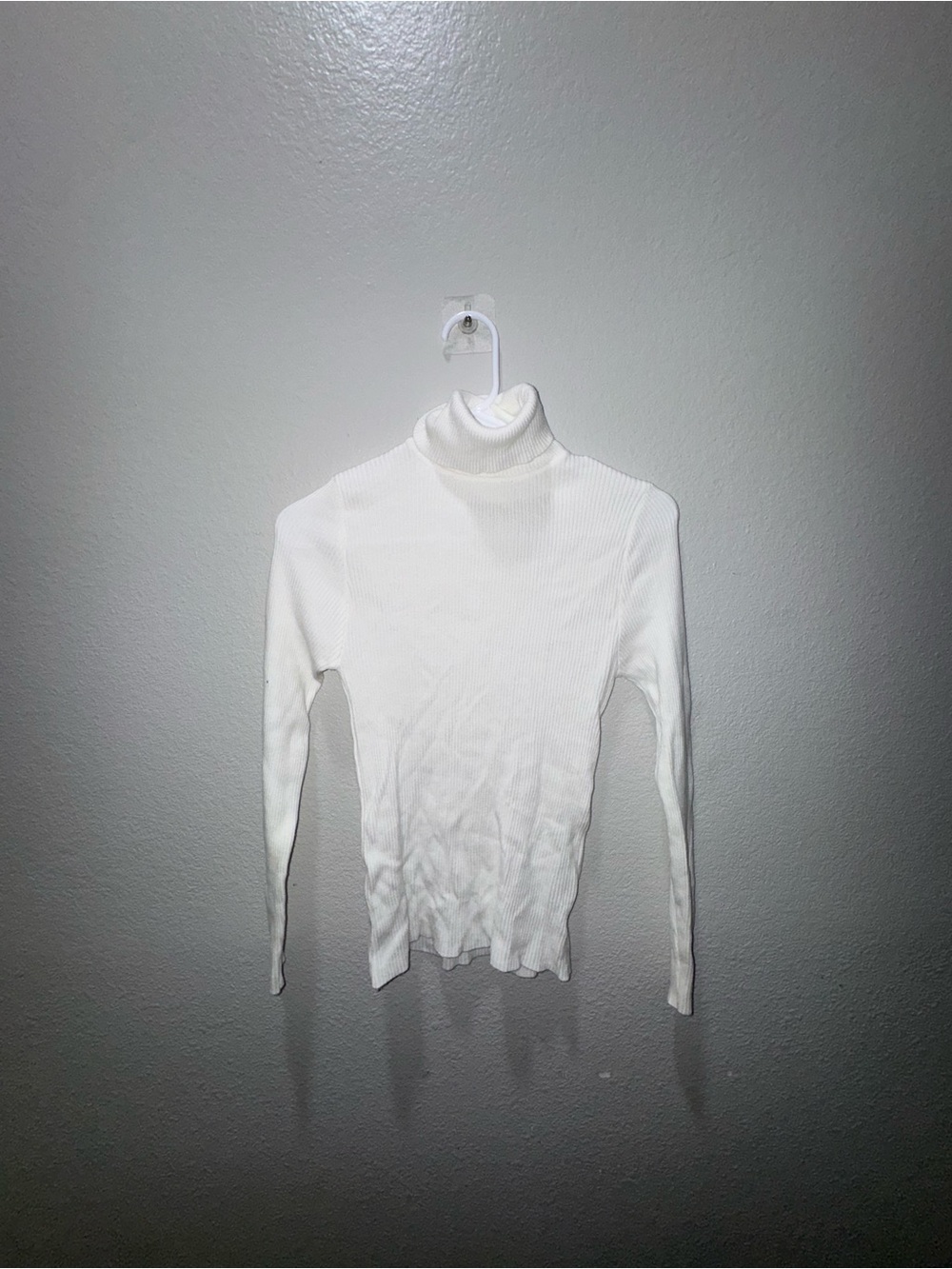 SHEIN White Ribbed Turtleneck Long Sleeve Top